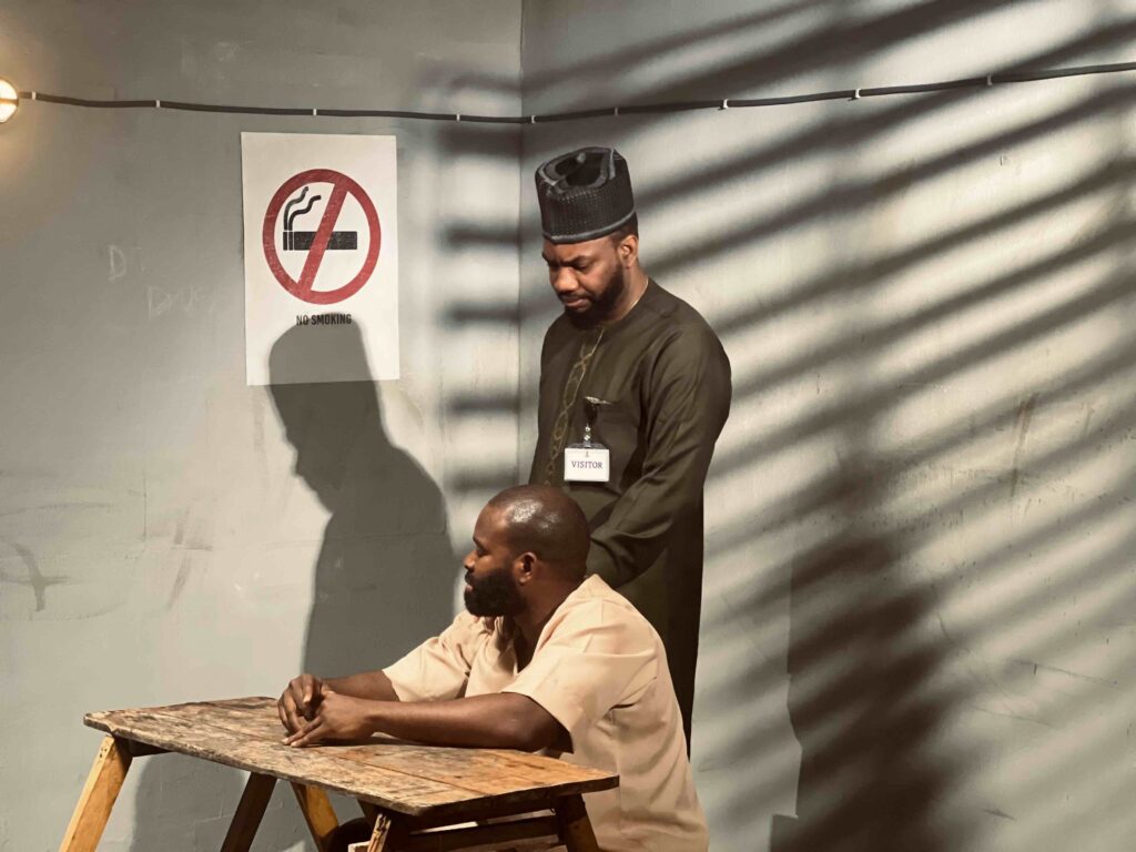 Gabriel Afolayan and Ibrahim Suleiman on the set of Zulumoke Oyibo's 'The Betrayed'