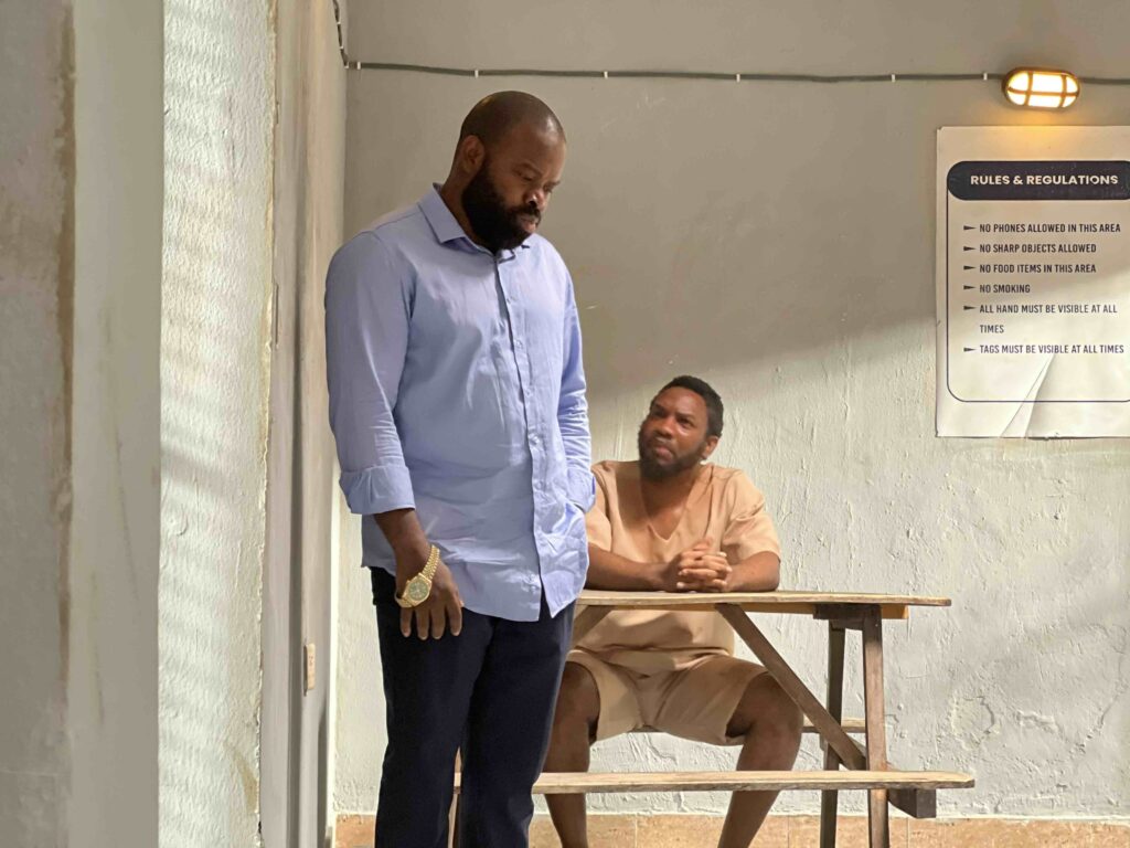 Gabriel Afolayan with Ibrahim Suleiman on the set of Zulumoke Oyibo's 'The Betrayed'